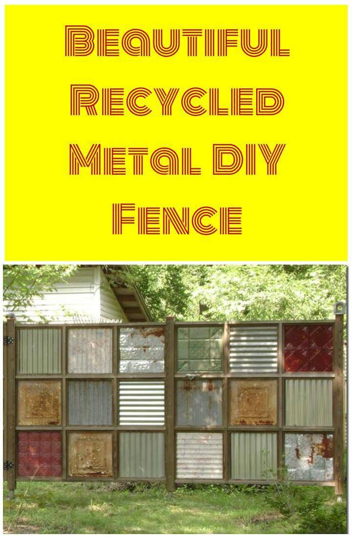 repurposed metal DIY fence